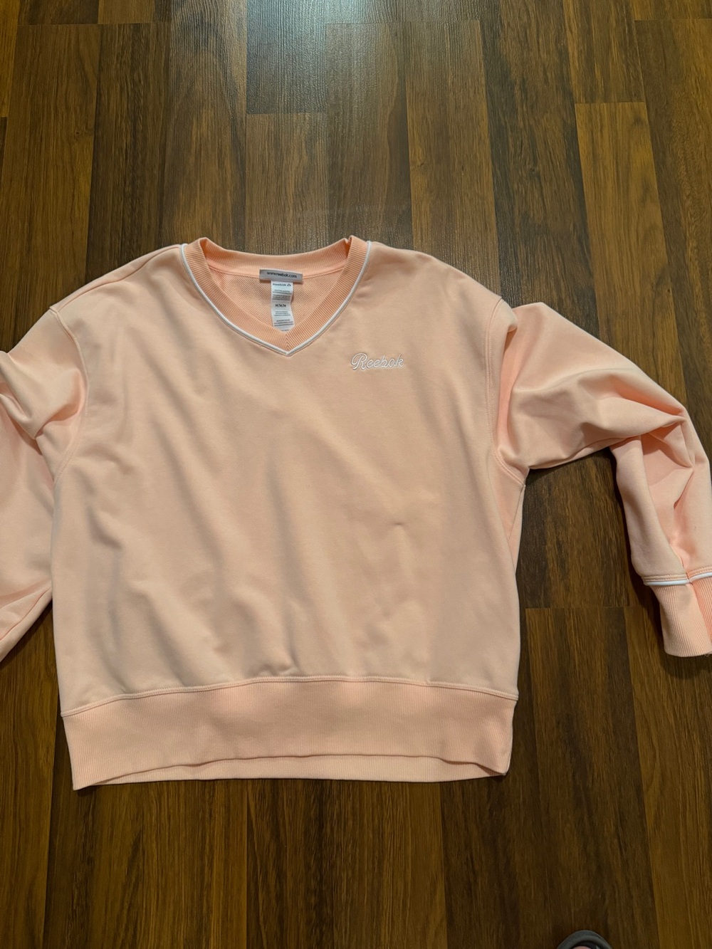 Reebok Women's Light Peach V-Neck Sweatshirt